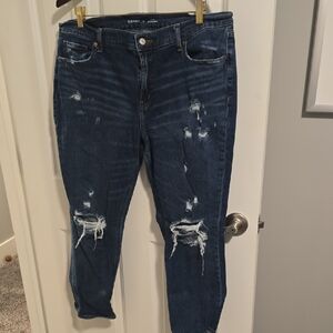 Old Navy Dark Blue Distressed Boyfriend Jeans
